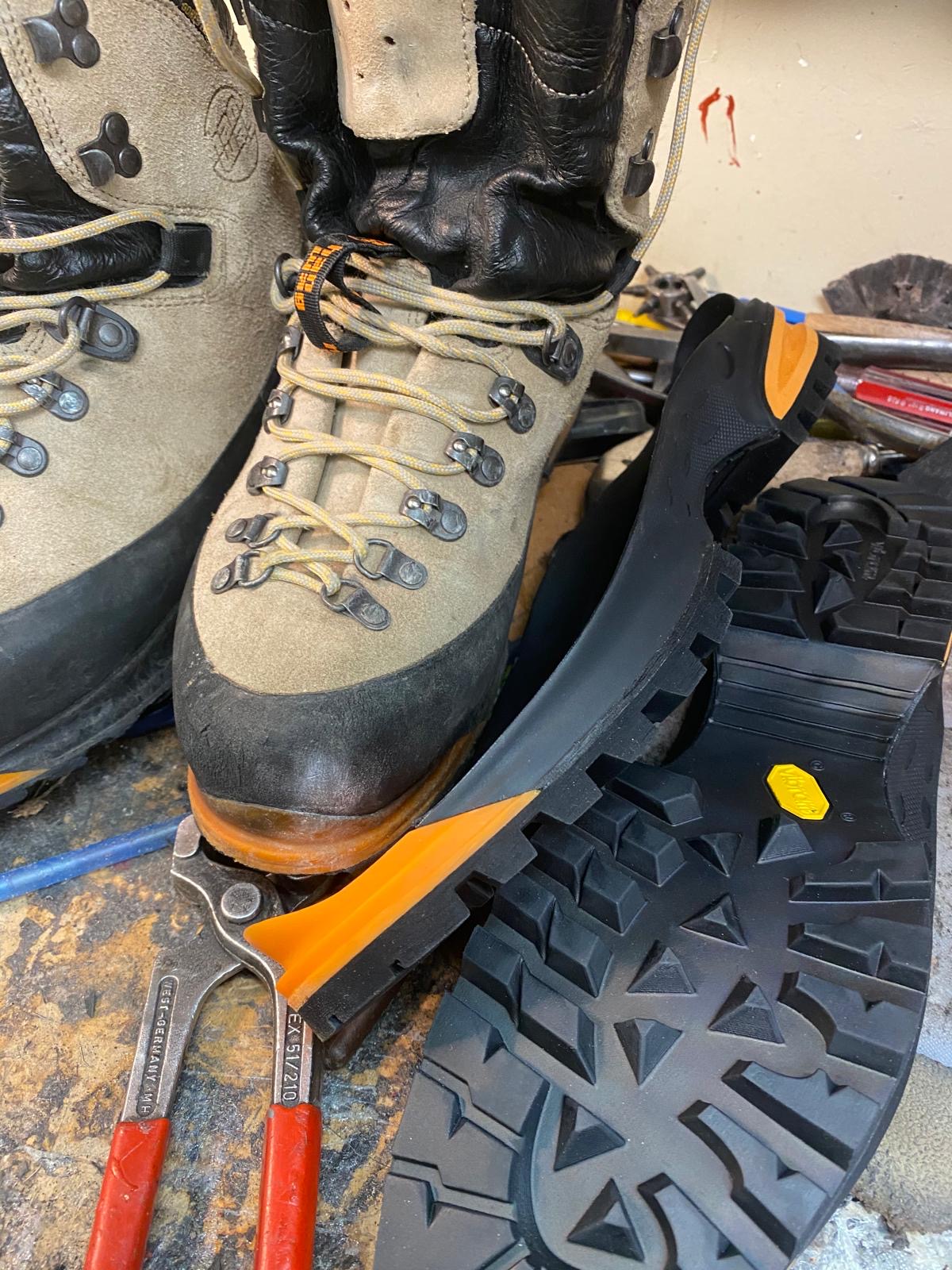 Worn shoe before repair