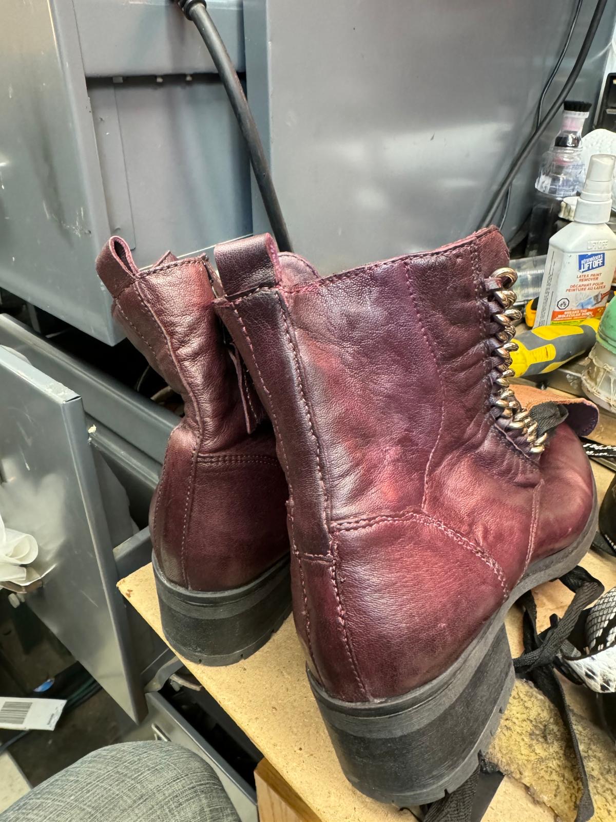 Burgundy boots restored